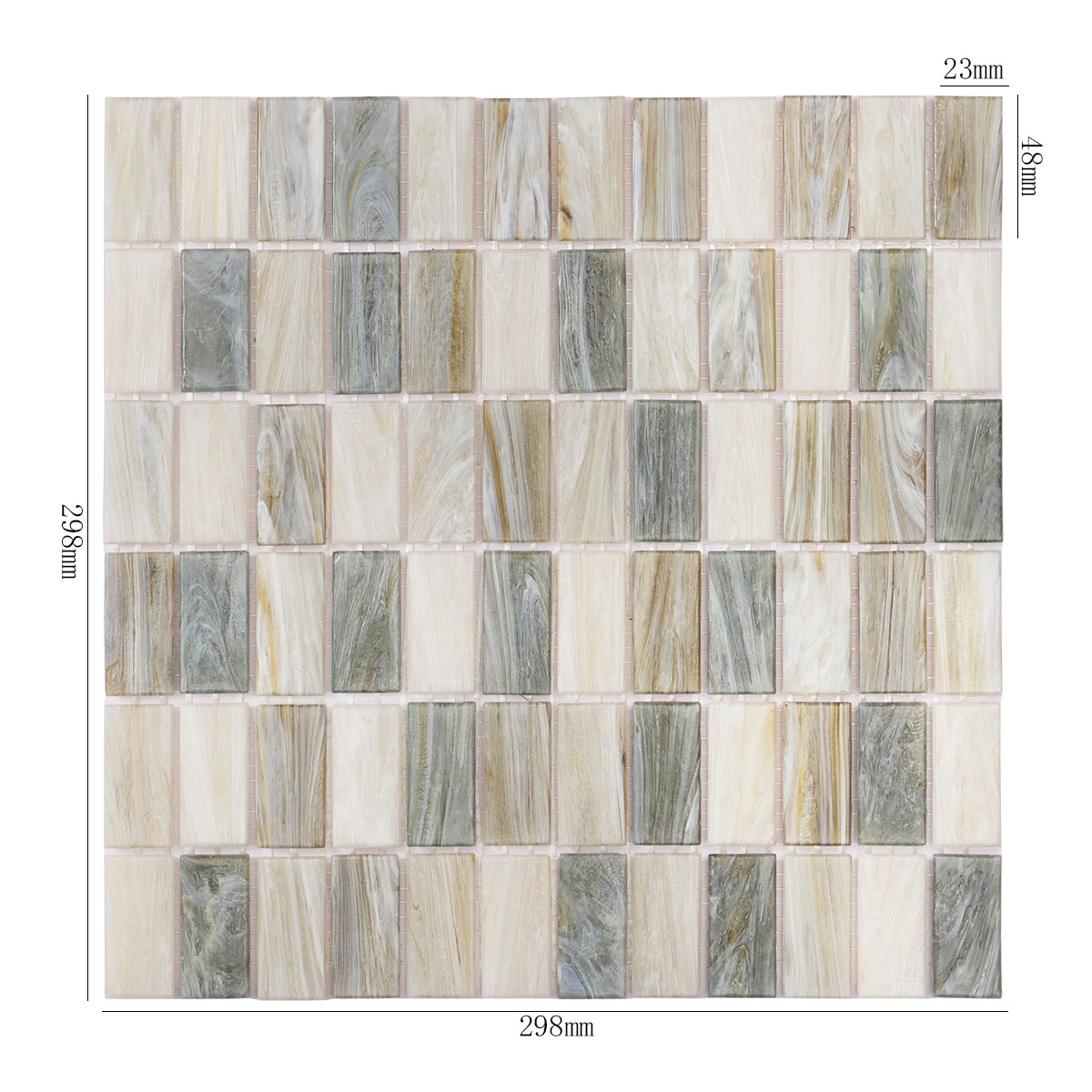 Rcetangle Beige Multicolor Glass Mosaic Tiles