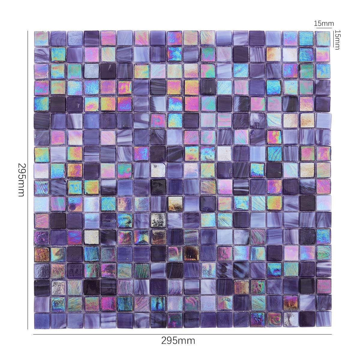 Violet Iridescent Deep Purple Square Glass Mosaic Tiles