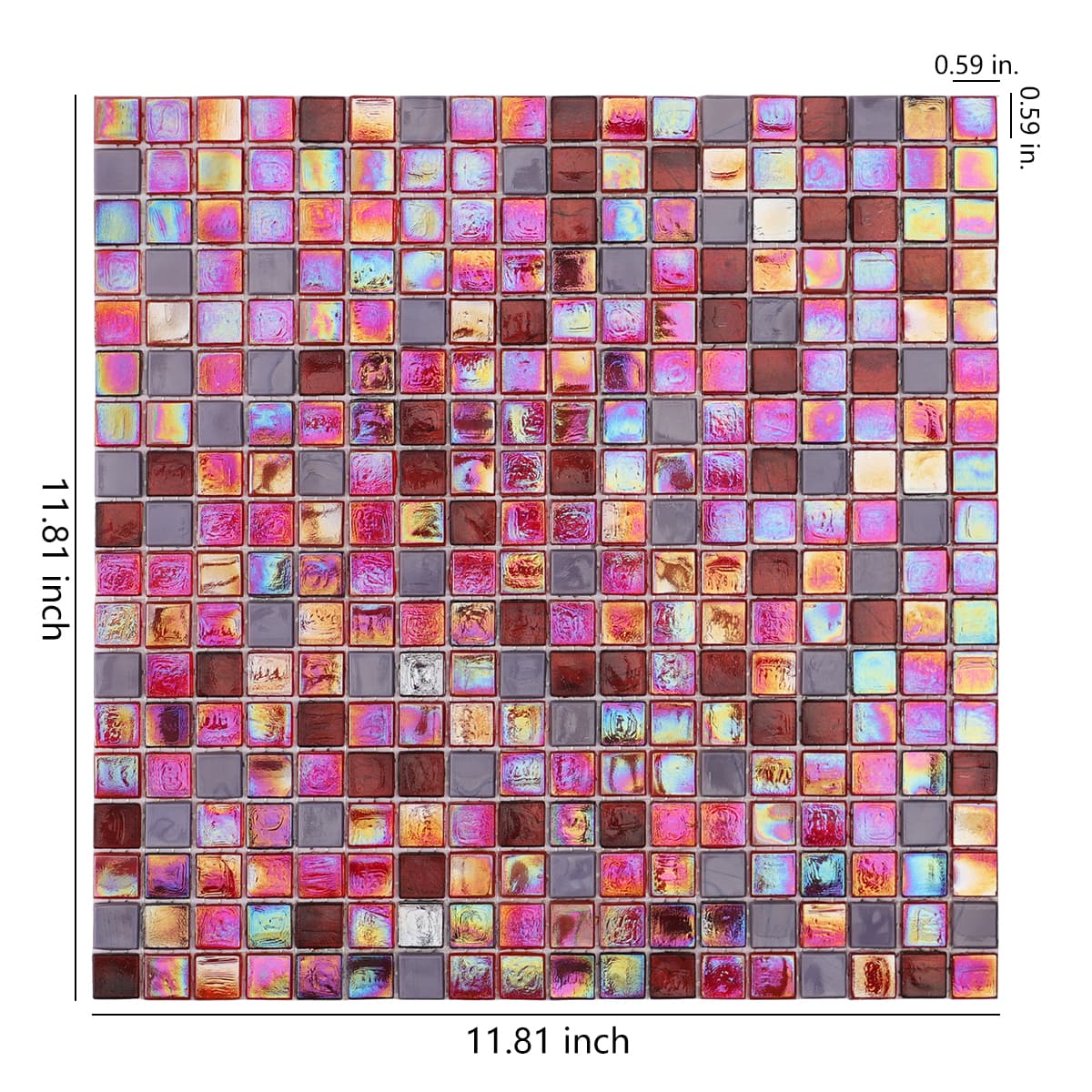Vibrant Melograno Red and Purple Glass Mosaic Wall Pool Floor Tile 