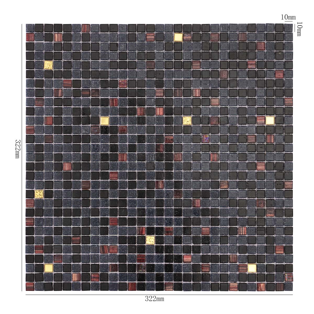 Black Mixed Fired Earth Glass Mirco Mosaic Tiles with Gold