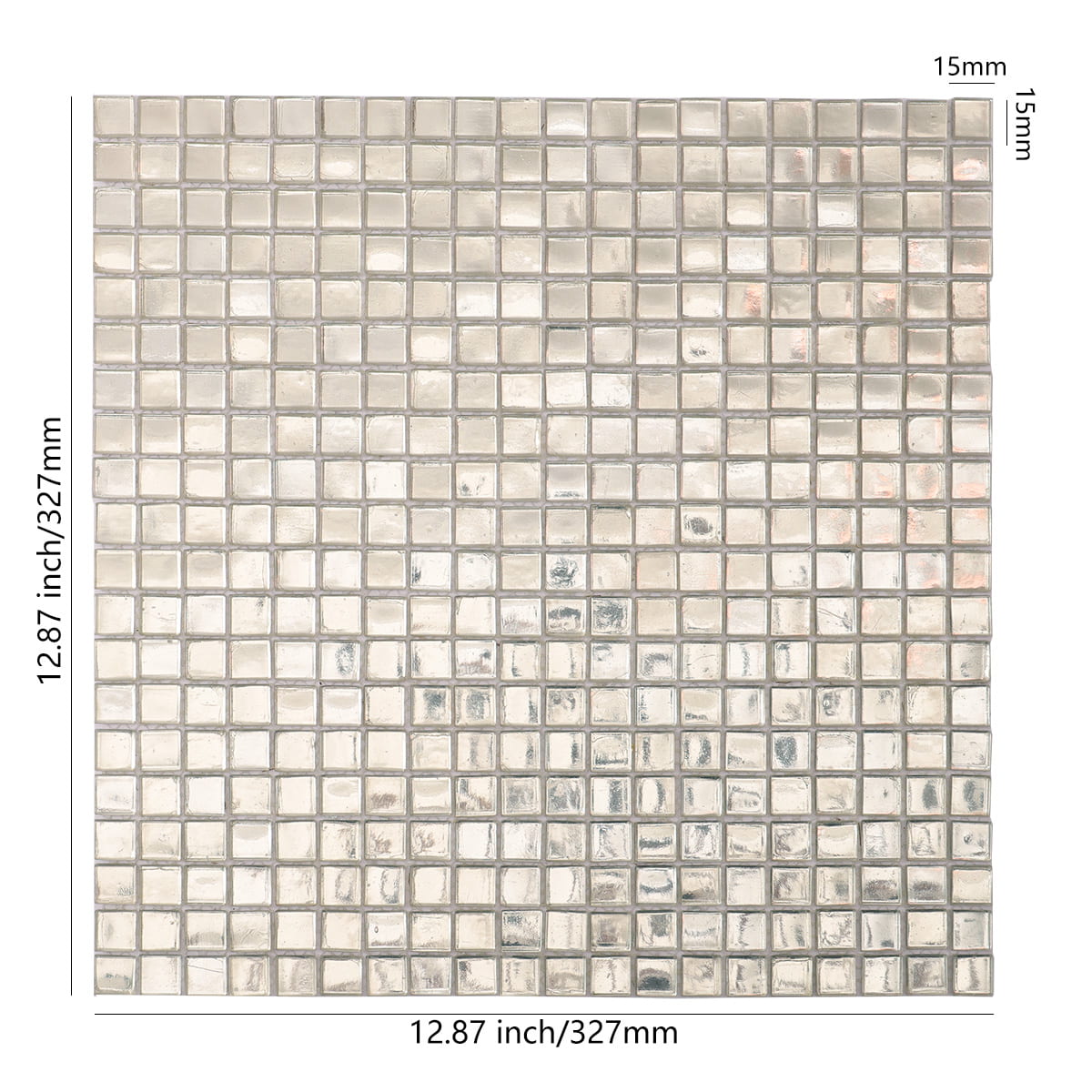 Silver Foil Square Glass Mosaic Wall Tile