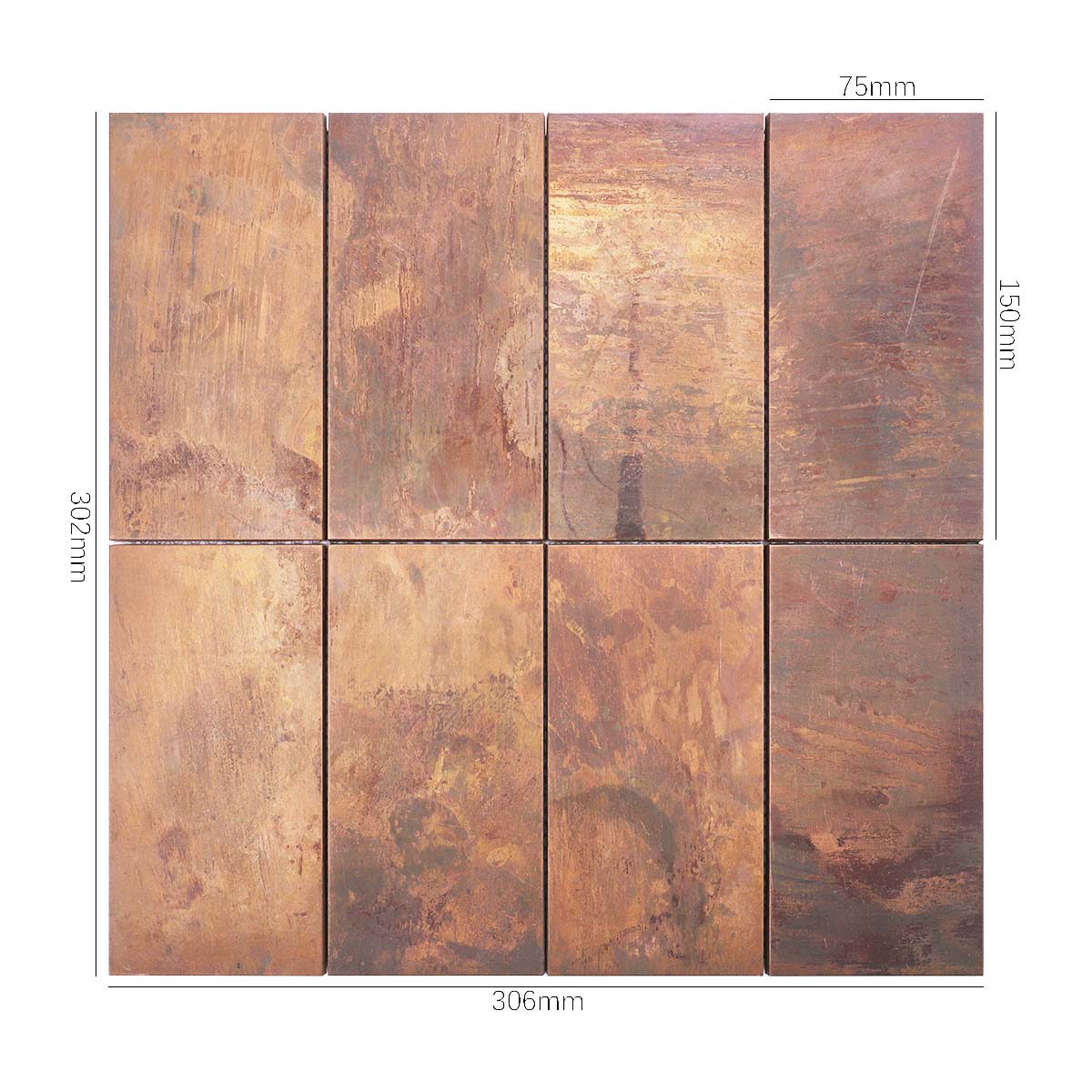 Antique Copper Rectangle Metal Mosaic Tile