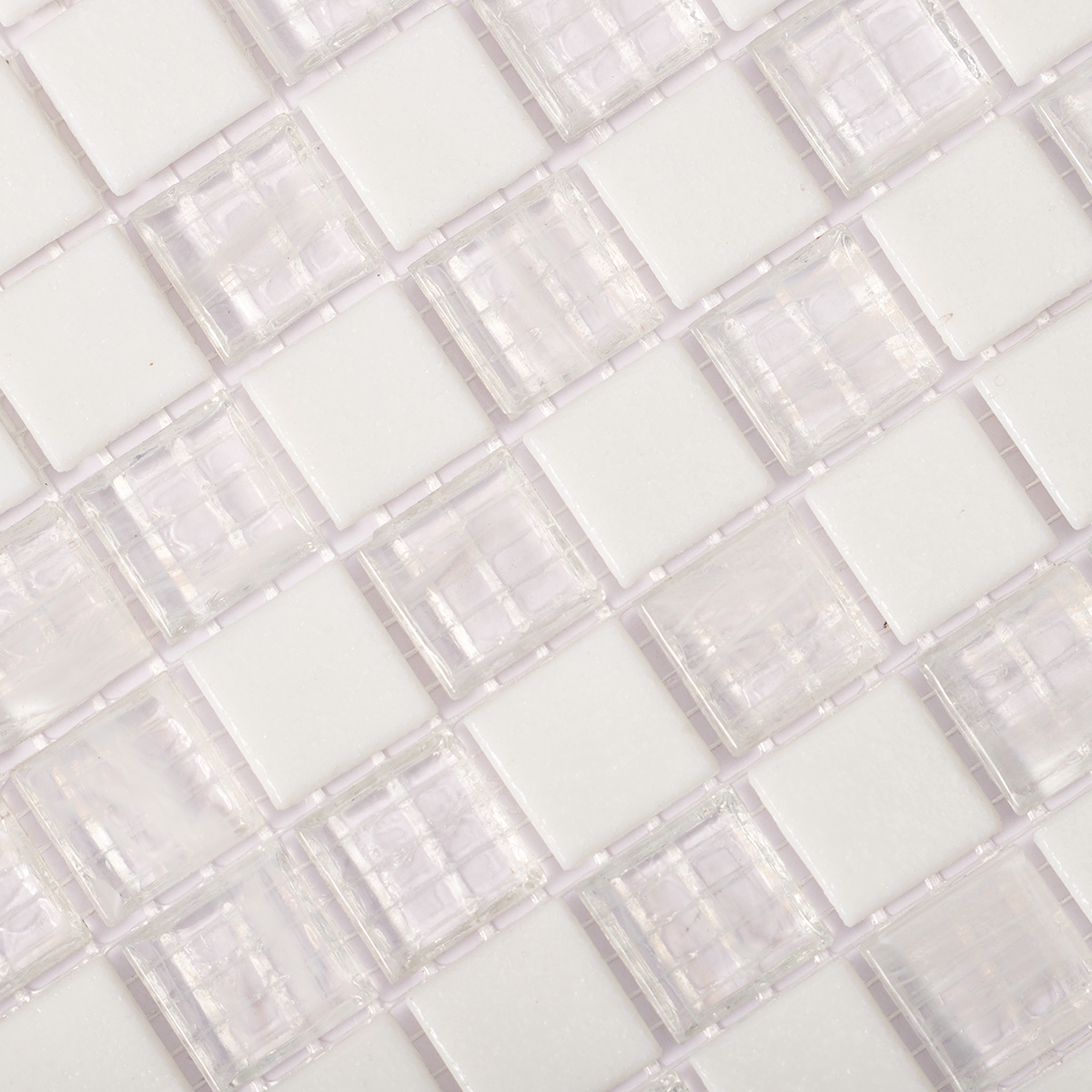 Snow White Glass  Square Shape Mosaic Pool Tile