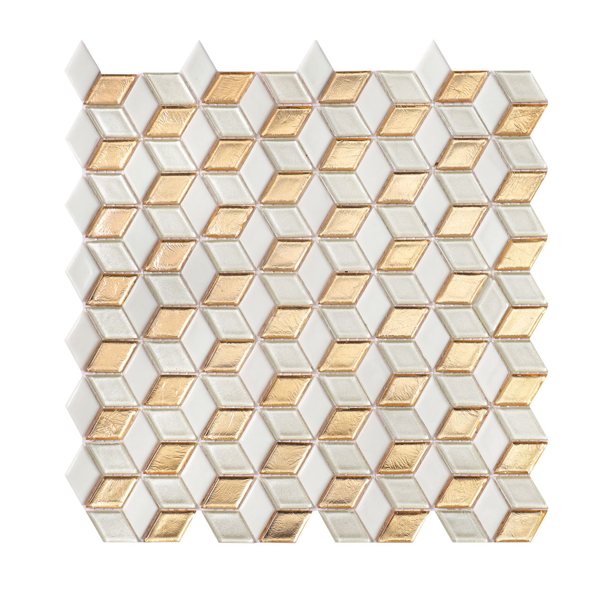 Gold&White Hexgonal Diamond Glass Mosaic Tiles