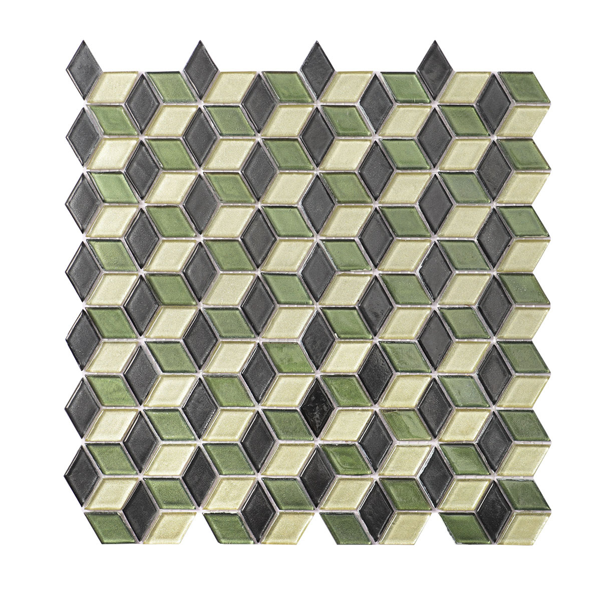 green diamond tile Hexgonal Glass Vintage