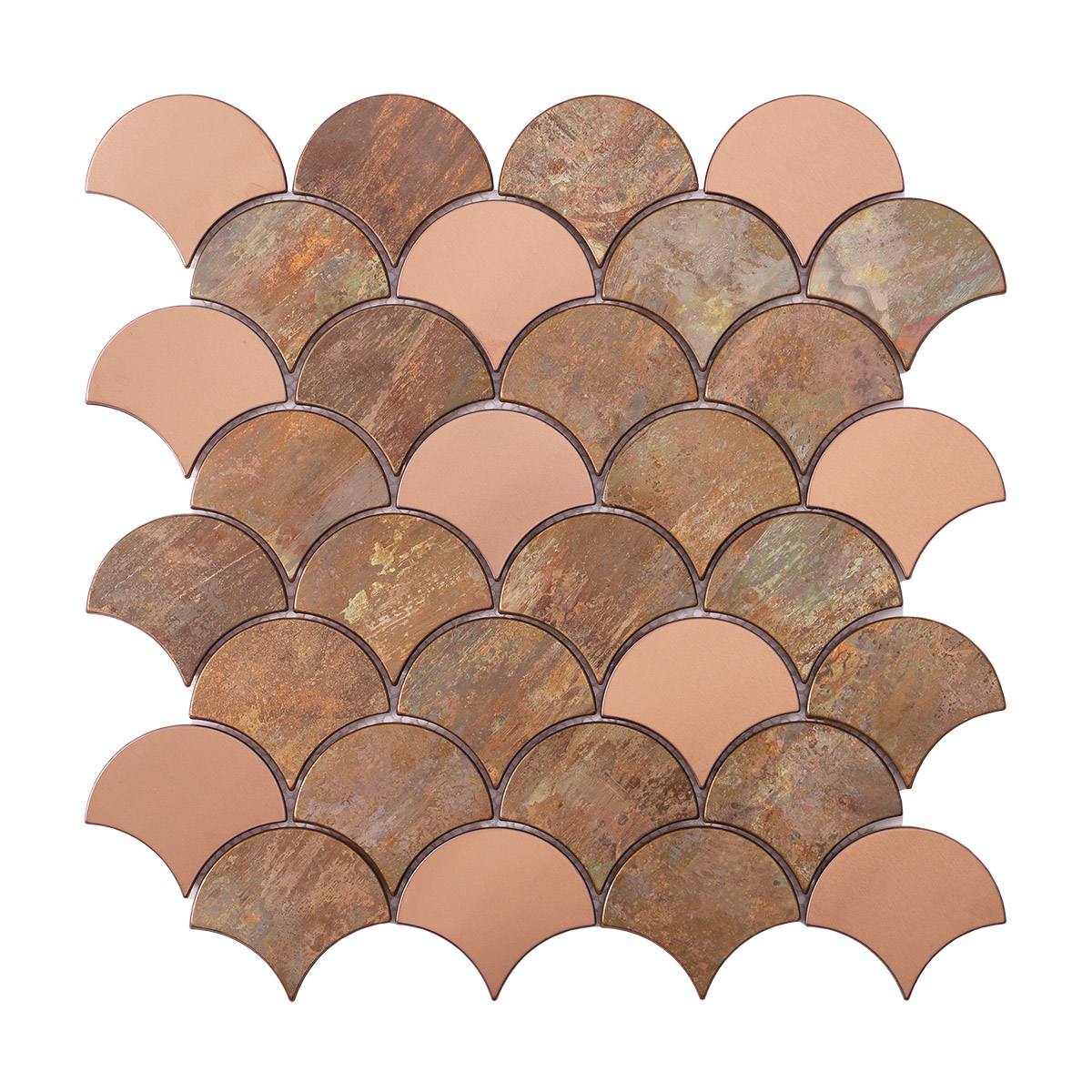 Copper Corrosion Effect Fish Scale Metal Mosaic Tiles