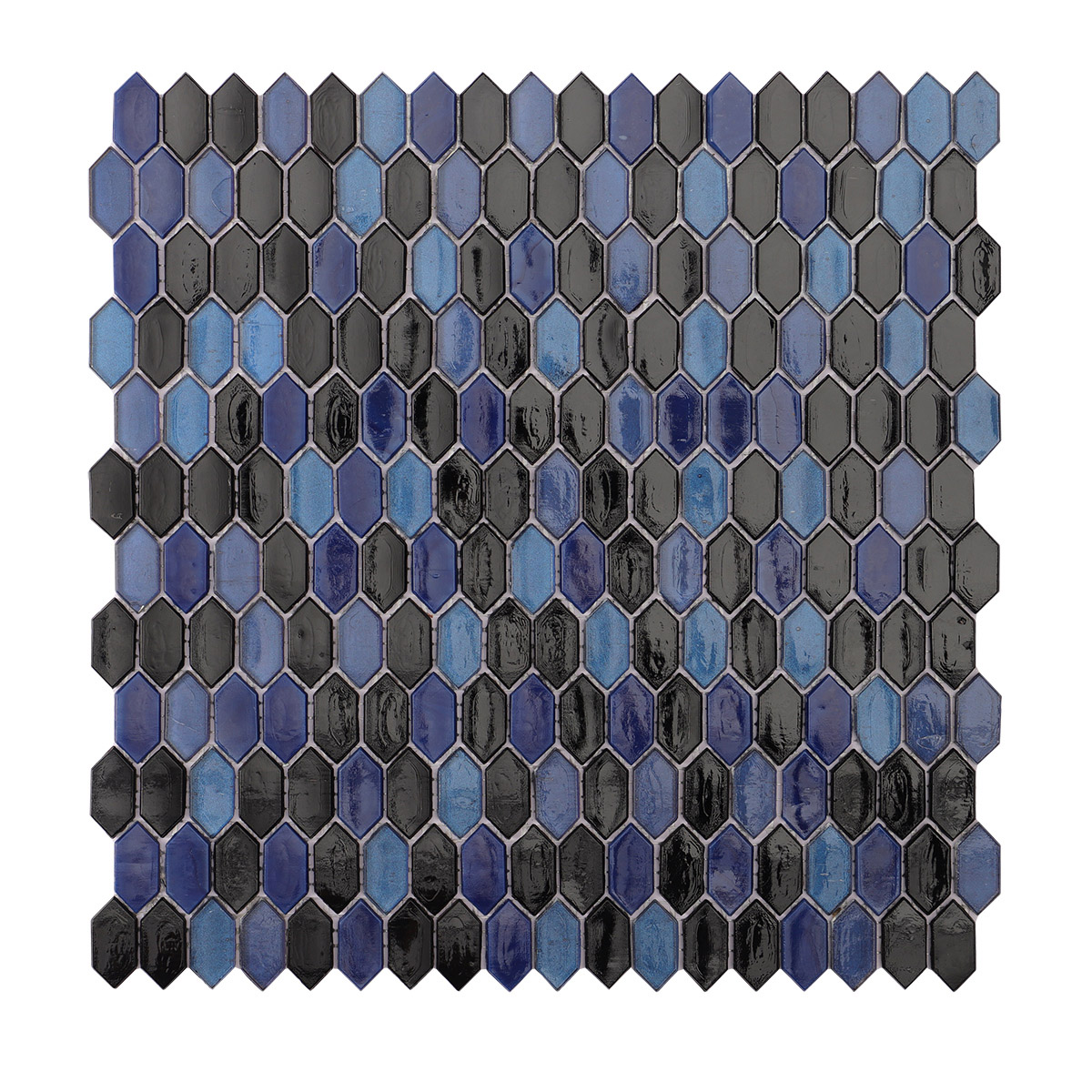 Navy Blue Mixed Glass Mosaic Picket Tiles With Bathroom Wall 