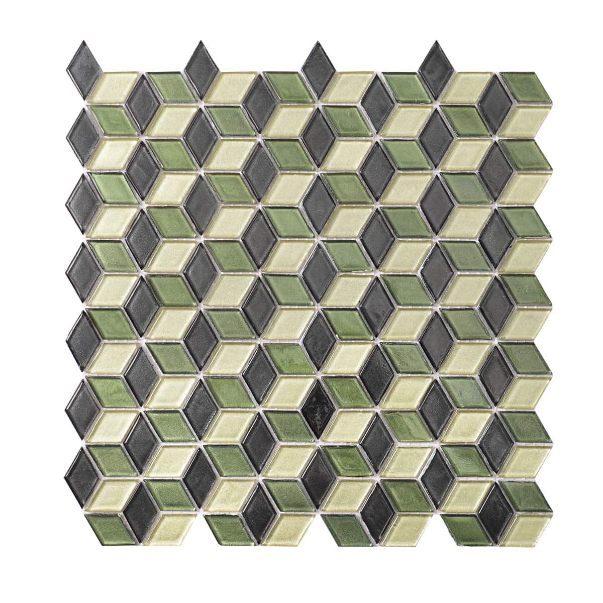 Dark Green Hexgonal Diamond Glass Mosaic Tiles