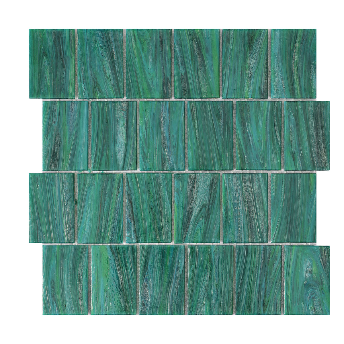 Large Green Textures Glass Mosaic Tiles