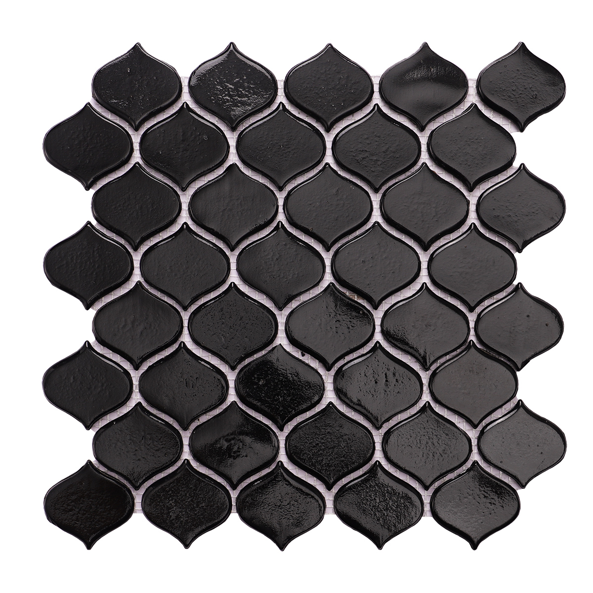 Black Tile Shower Fired Earth Glass Arebesque Mosaic