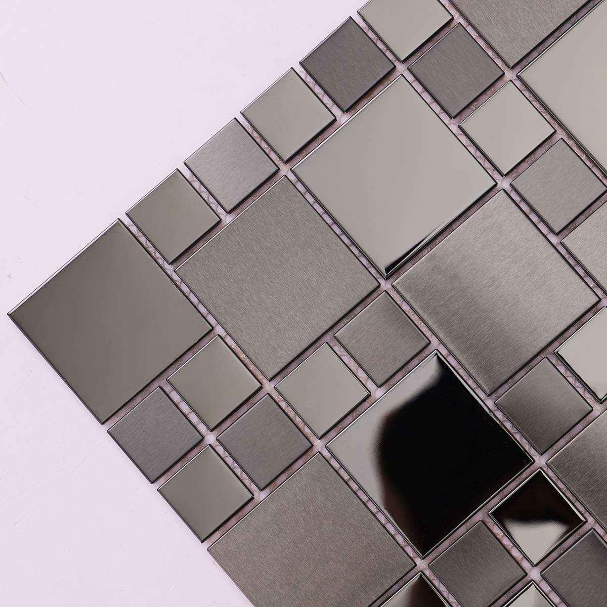 Black Metal Glossy and Metee Modular Mosaic Tiles Detail