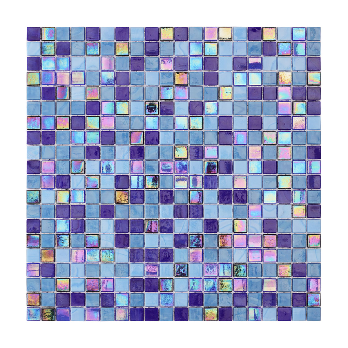 Multicolor Iridescent Blue Glass Mosaic Tiles 15mm*15mm