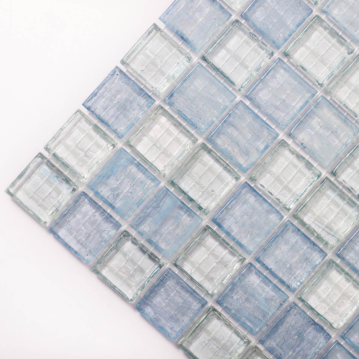 Translucence Sky Blue Fired Earth Glass Mosaic Tiles 23mm*23mm detail
