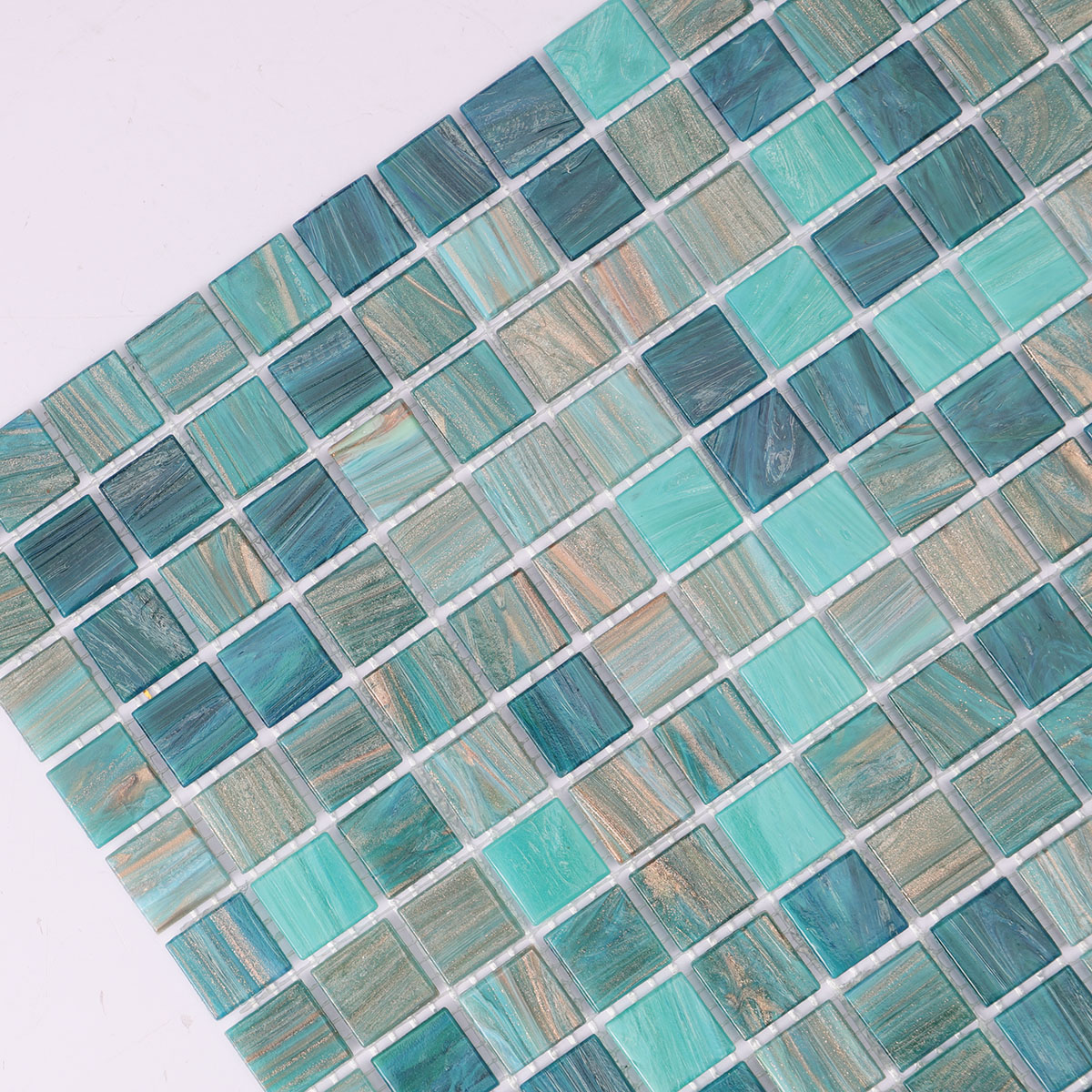 Blue Green Mosaic Tiles 20mmX20mm Detail