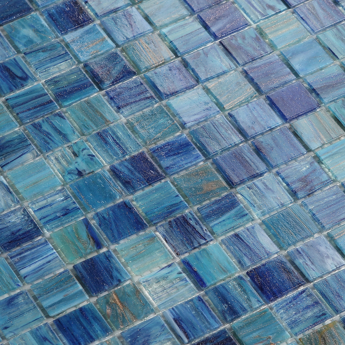 2x2 cm Ocean Blue Glass Mosaic Tiles for Swimming Pools