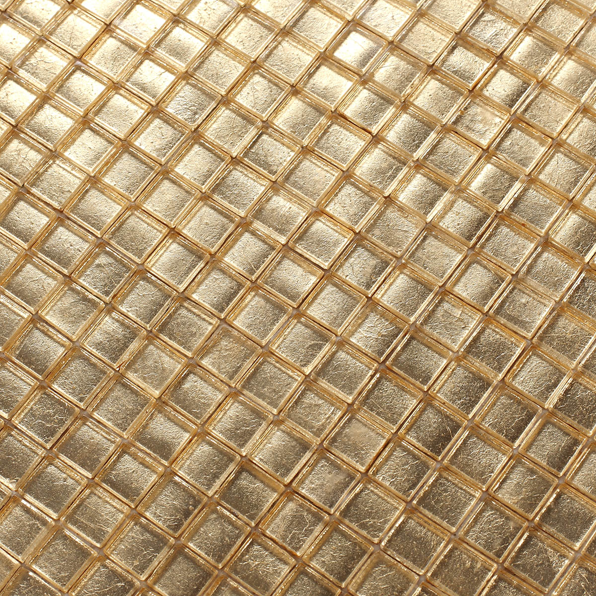 Gold Foil Square Glass Mosaic Tiles for  Walls