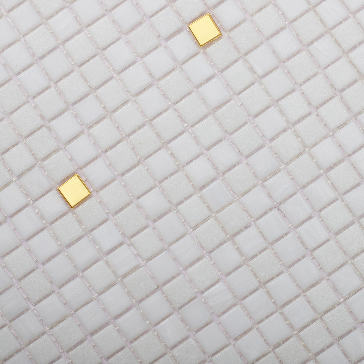 Pure White and Gold Square Glass Mosaic Tiles 10x10mm