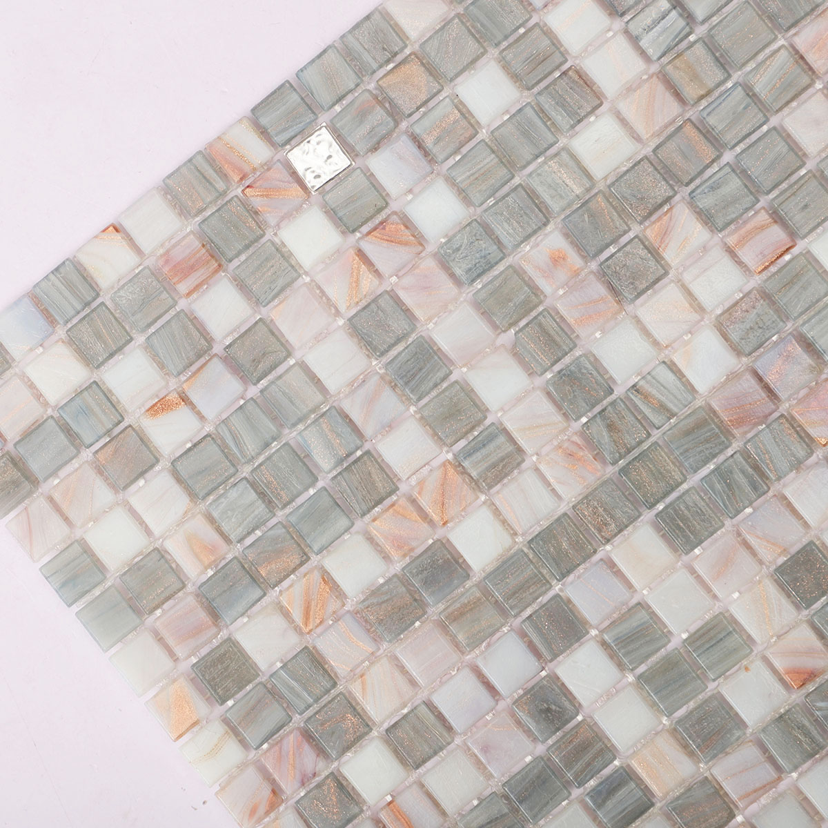 White and Gray Glass Mosaic Tiles for Bathroom Walls and Floors