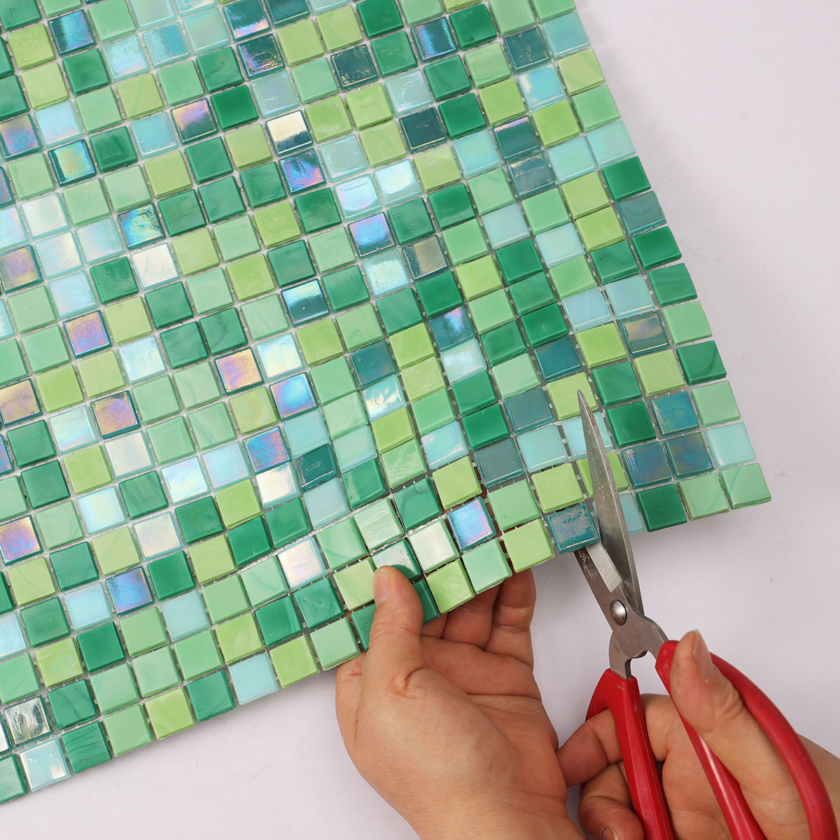 Nacreous Glossy Light Green Glass Mosaic Uniform square Wall and Floor