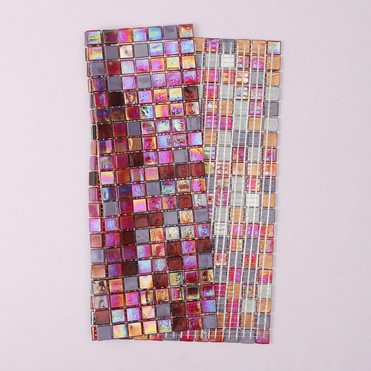 Vibrant Melograno Red and Purple Glass Mosaic Wall Pool Floor Tile 