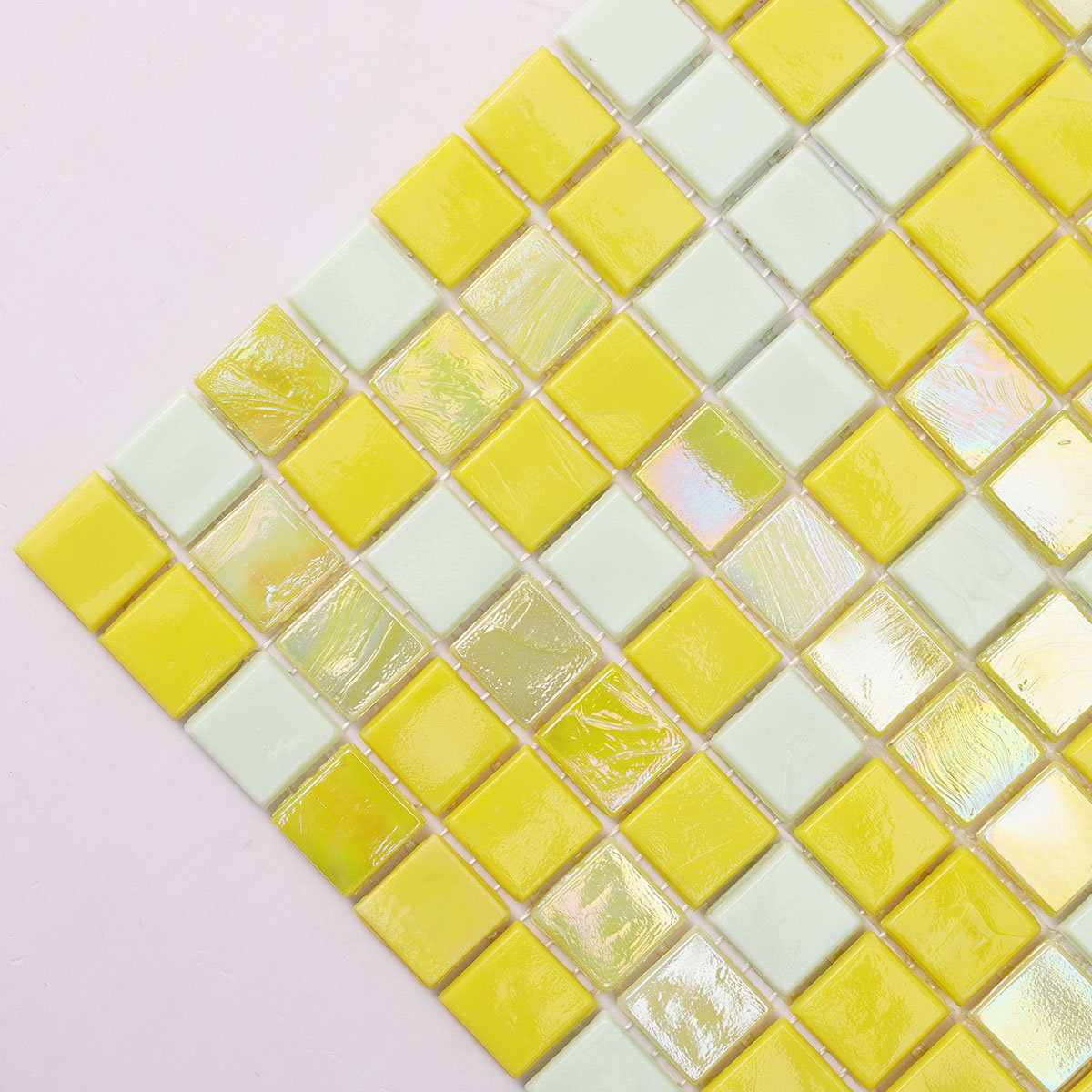 Bright Yellow Square Glass Mosaic Wall & Floor Tile