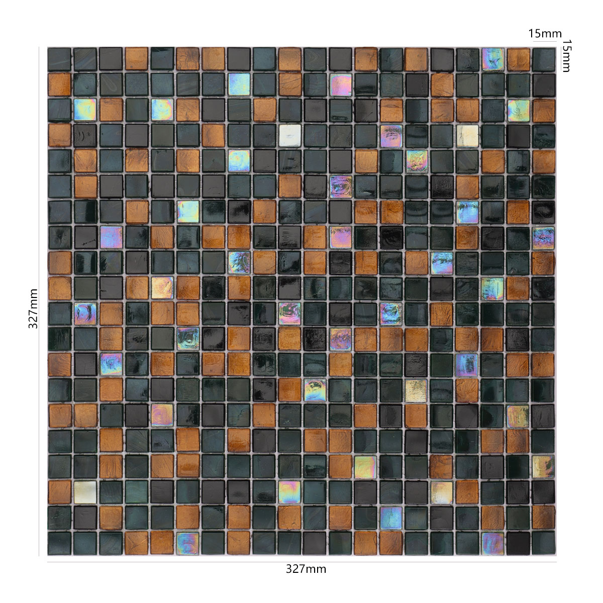 Earthy Brown and Green Glass Grid Mosaic Tiles for Walls and Floors