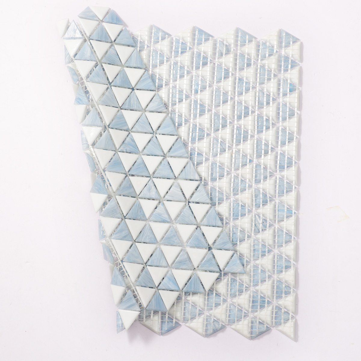 Blue and White checkboard  Triangle Glass Mosaic Tiles