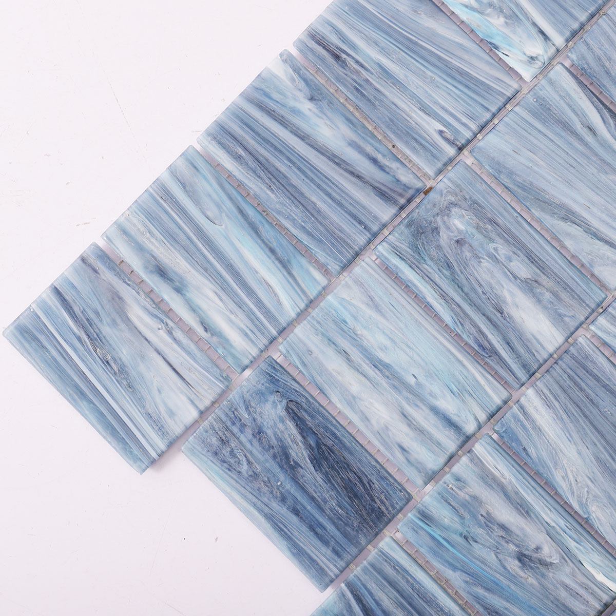 Blue Rectangle Glass Mosaic Subway Wall Tile