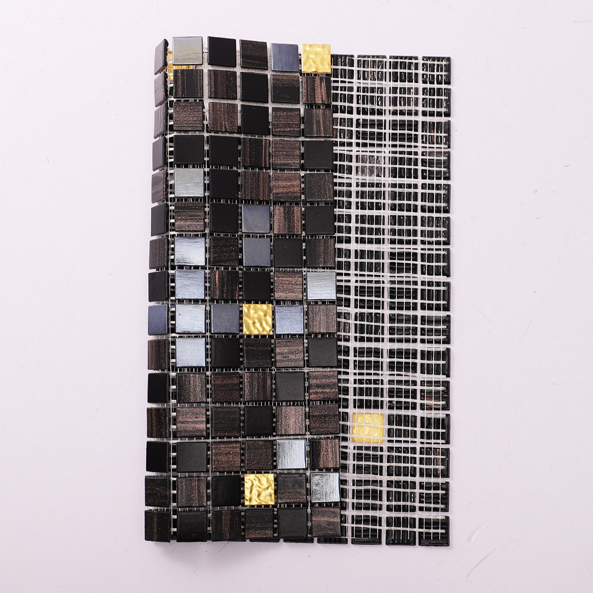 Glossy Black  Mixed Brown And Gold Glass Mosaic Tiles