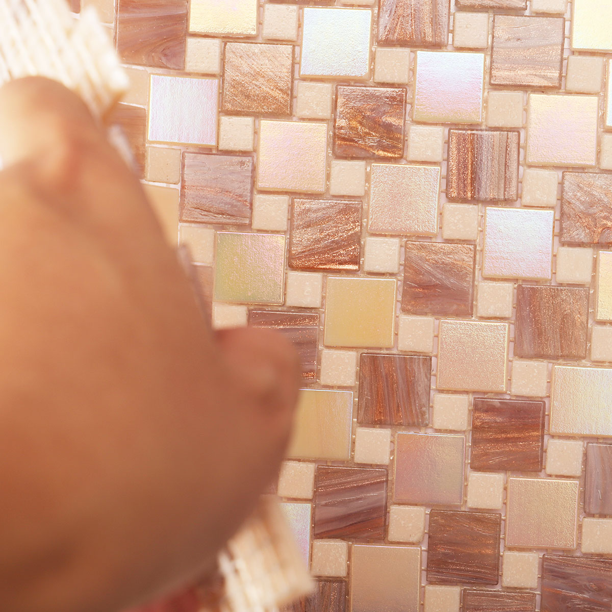 Glossy  Pearl Sheer Pink and Purple Glass Mosaic Tiles