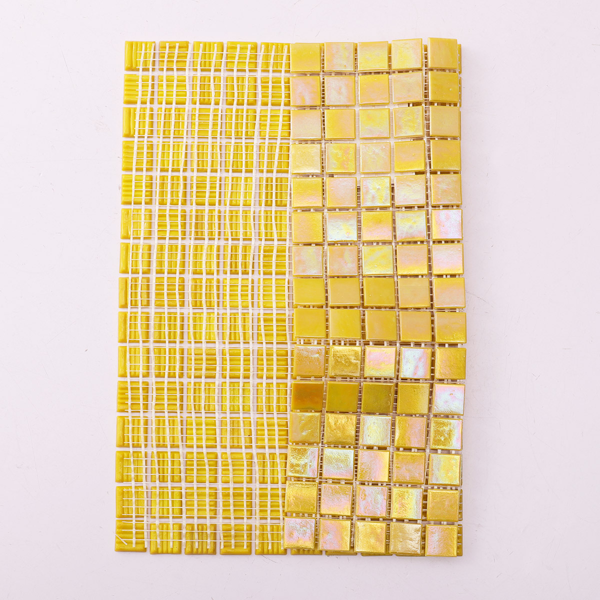 Iridescent Yellow Square Glass Mosaic Wall Tiles-SAICINA TILES