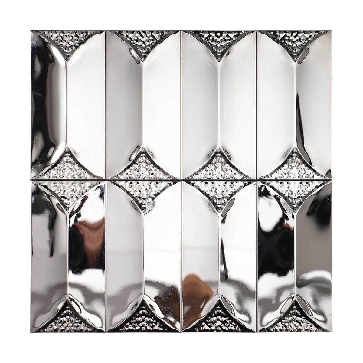 3D Glossy Silver Rectangle Metal Mosaic Tiles，the obverse side