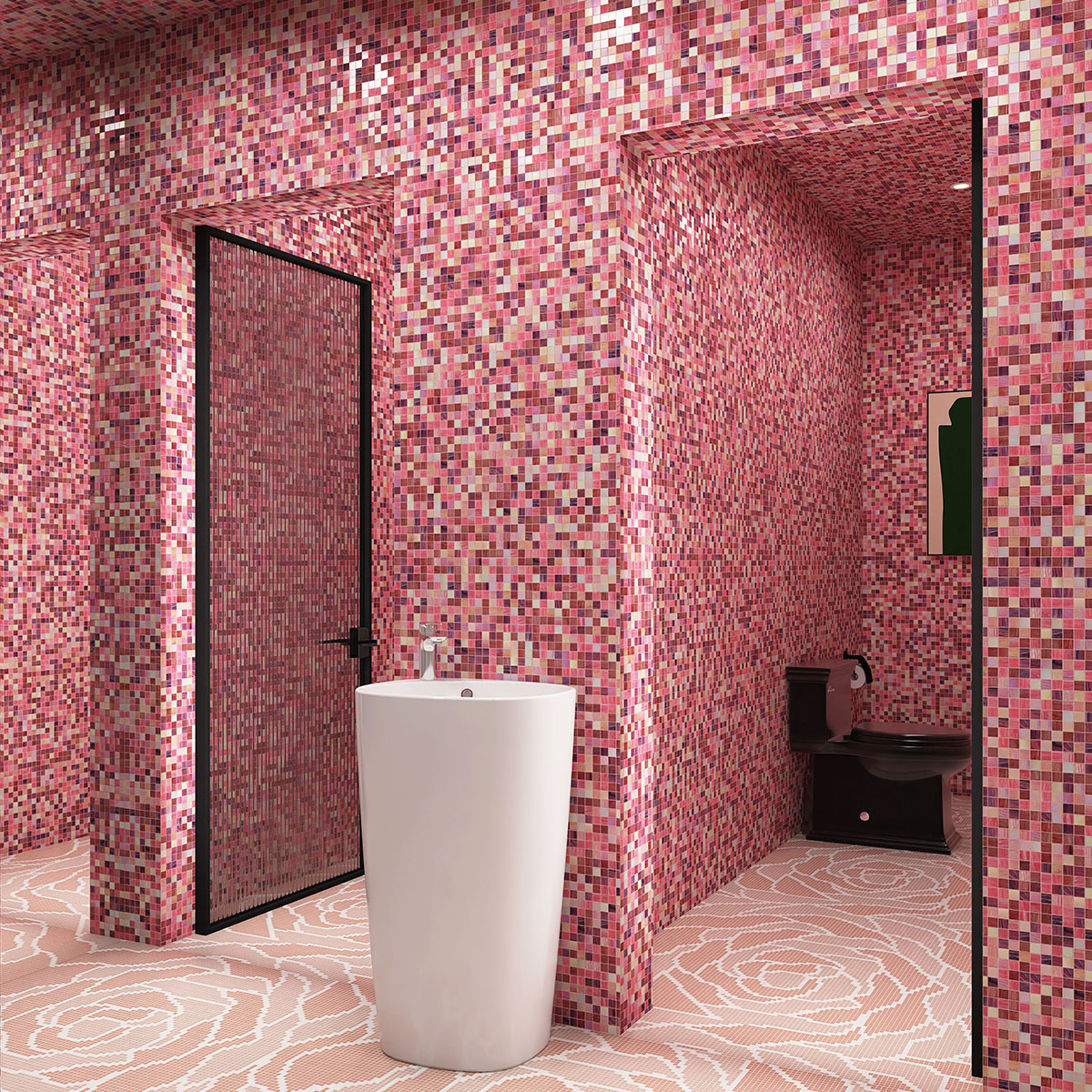 Purple & Pink  Iridescent Stained Glass Mosaic Tile-SAICINA TILES