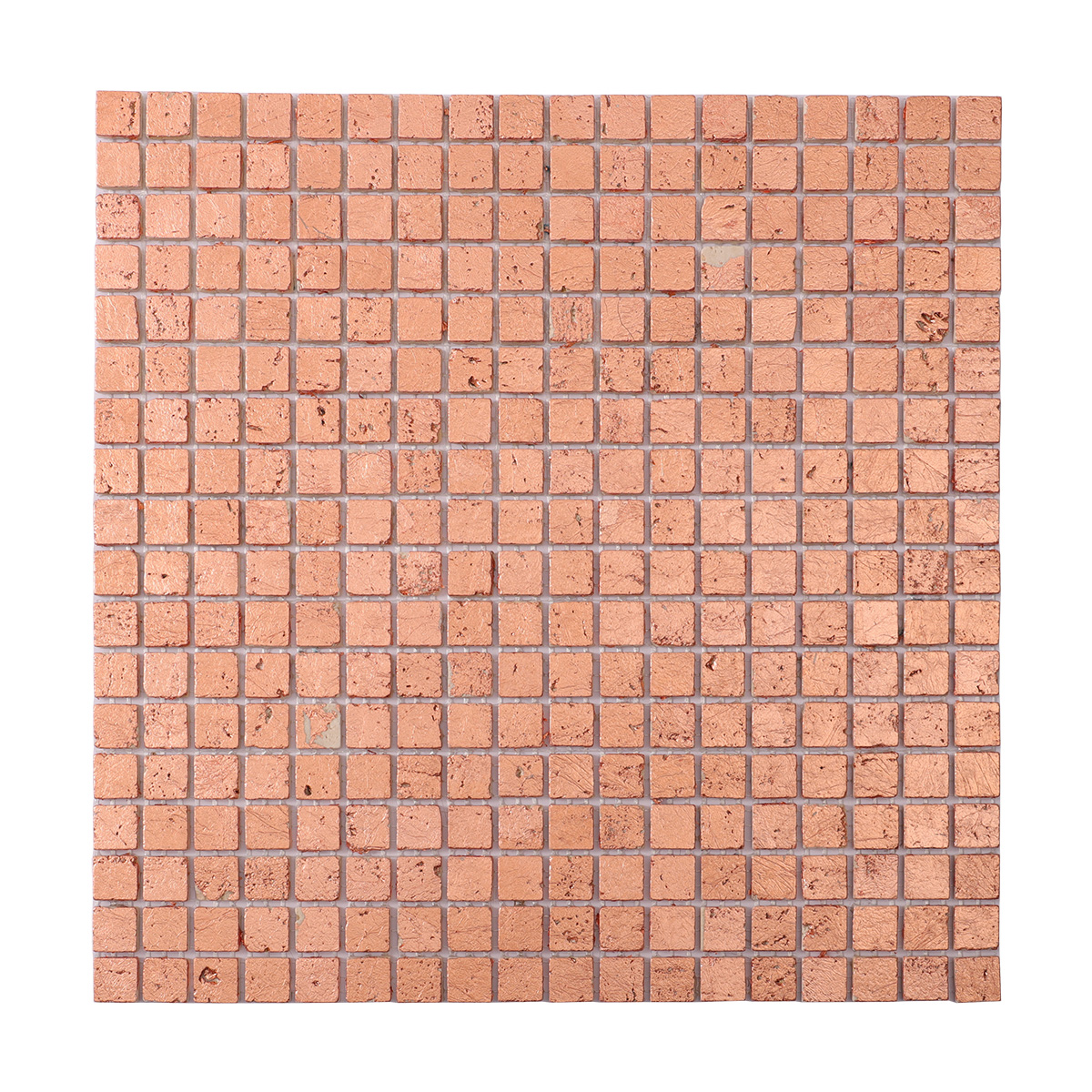 Obverse side of rose gold foil marble mosaic tiles.
