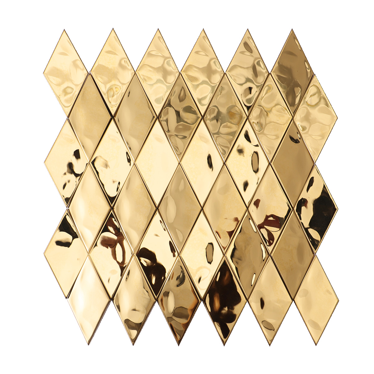 Obverse side of gold diamond 3D stainless steel metal mosaic wall tiles