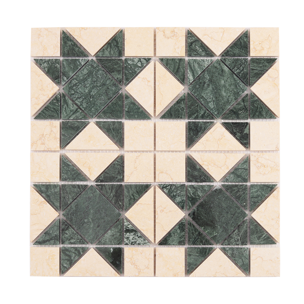 Obverse side of Green Mixed Beige Stars Marble Mosaic Tiles