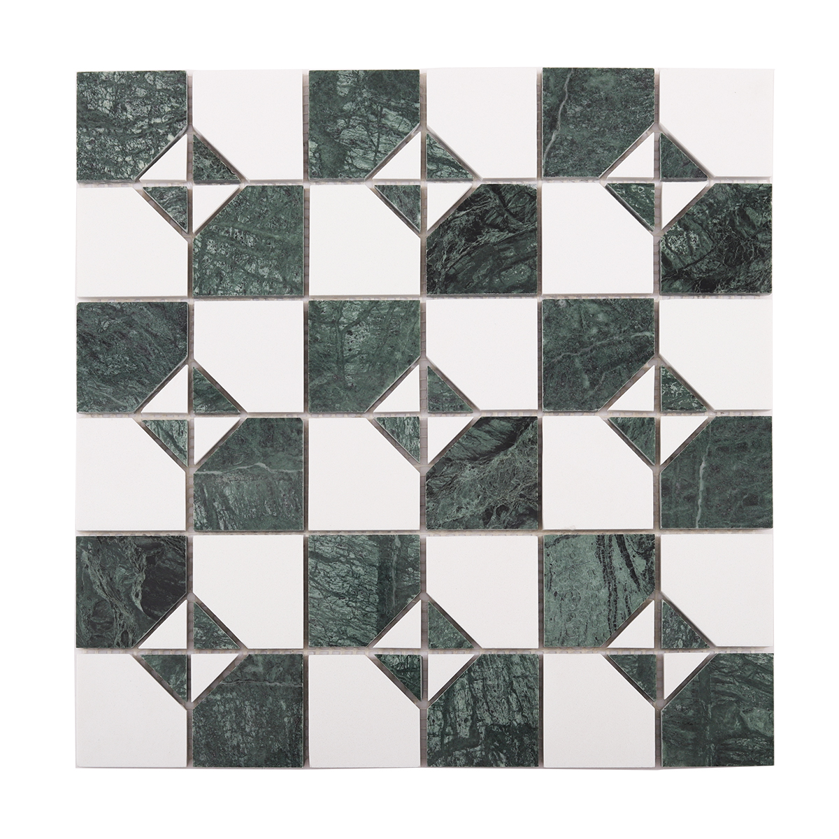 Obverse side of Green Mixed White Natural Stone Retro Mosaic Tiles