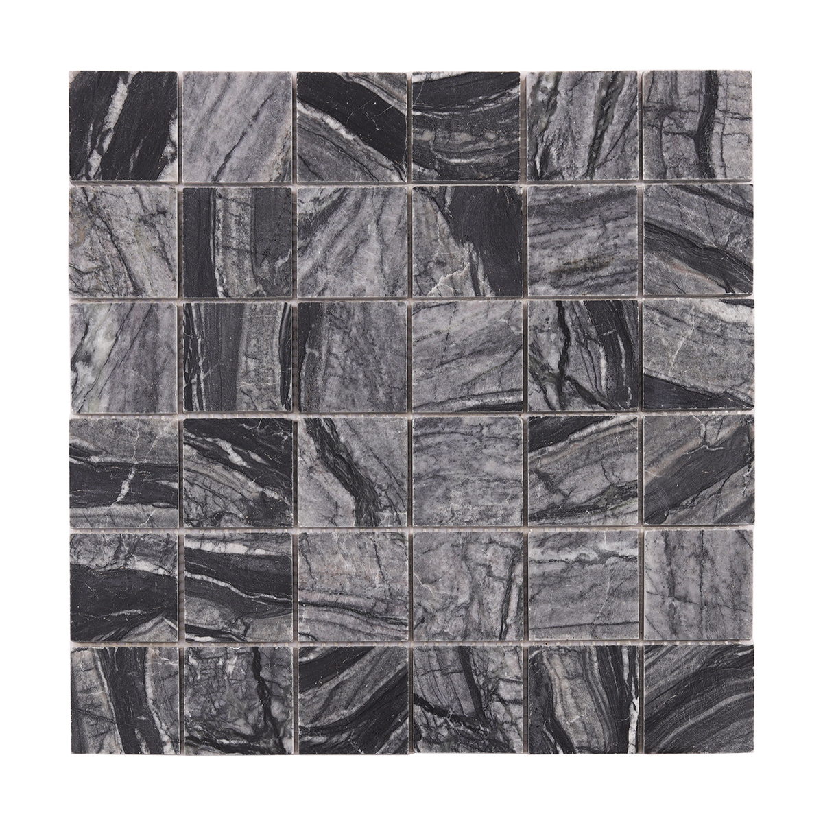 Obverse view of Bardiglio Square Marble Mosaic Tiles