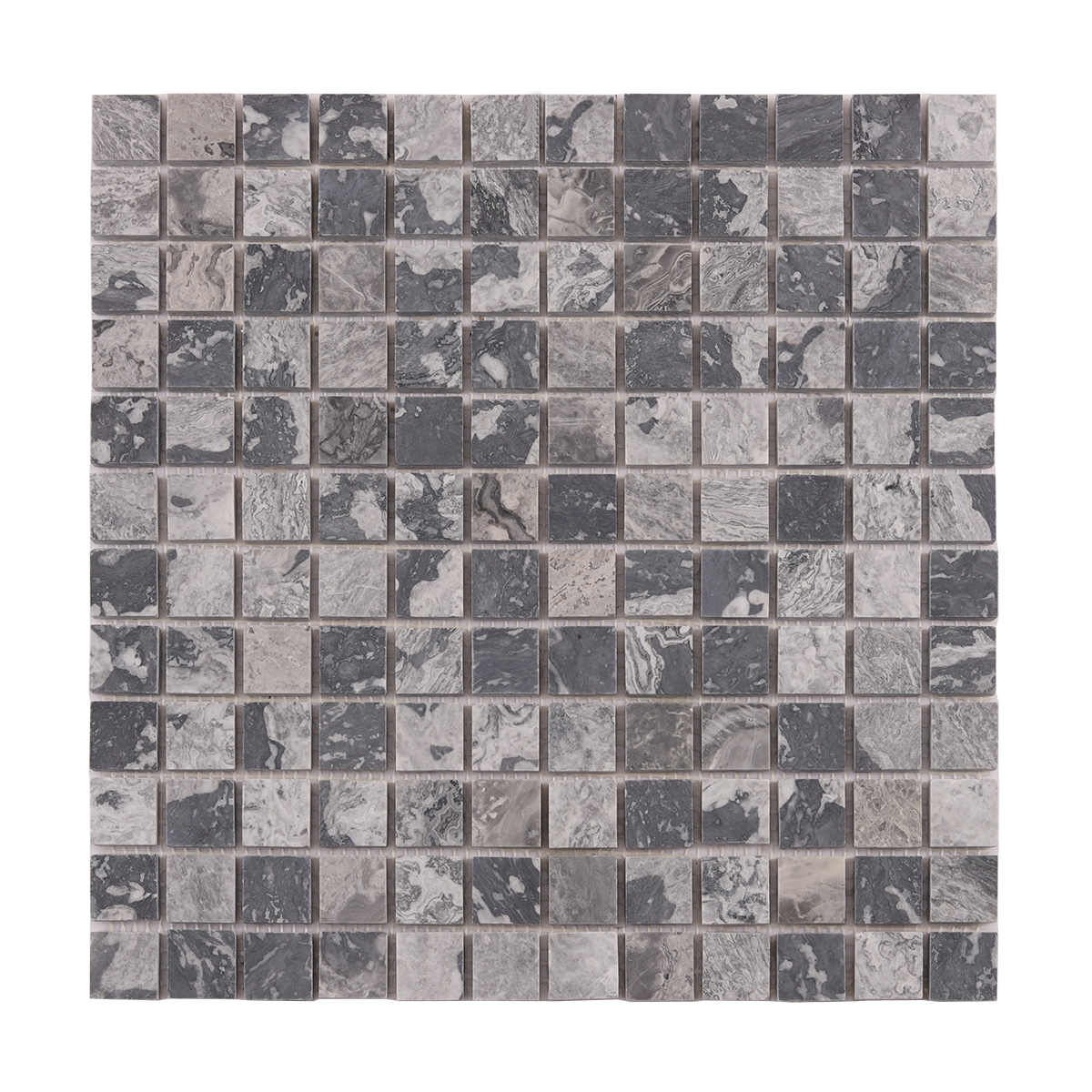 Obverse side of Dark Grey Square Natural Stone Mosaic Wall Tiles.