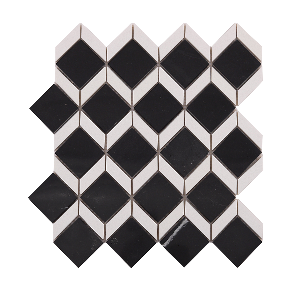 Obverse side of Geometric Square Black and White Marble Mosaic Tiles