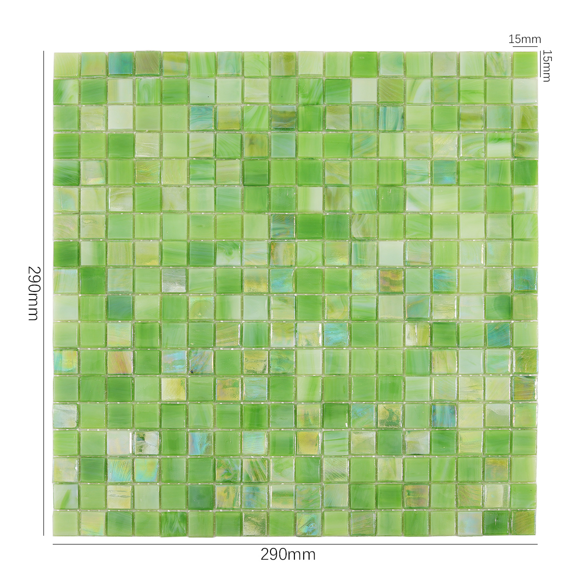 Emerald Green Glass Mosaic Tile, back side with fold visible