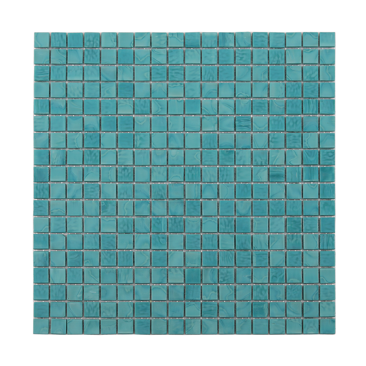 Light Blue Square Glass Mosaic Pool Tile, obverse side view
