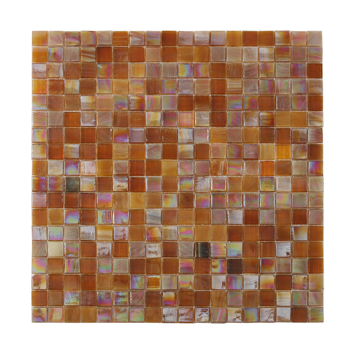 Iridescent Light Brown Glass Mosaic Tile, obverse side view