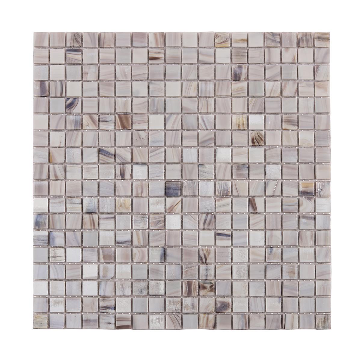 Gray Square Glass Mosaic Tile, obverse side view