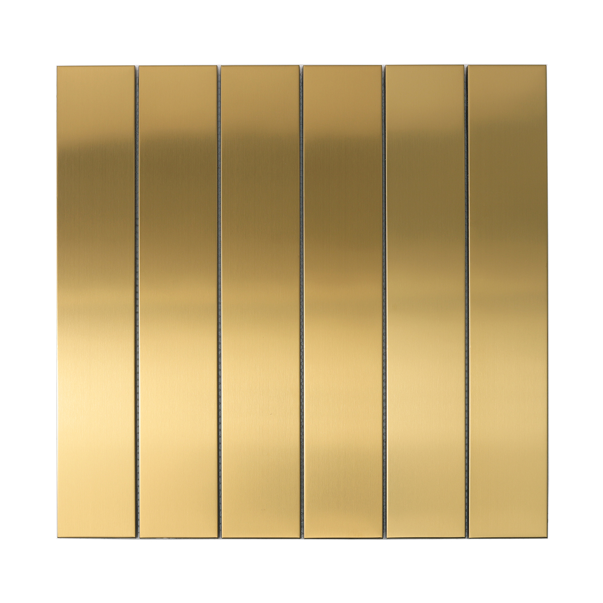 Large Rectangle Gold Brushed Metal Mosaic Tiles, obverse side view