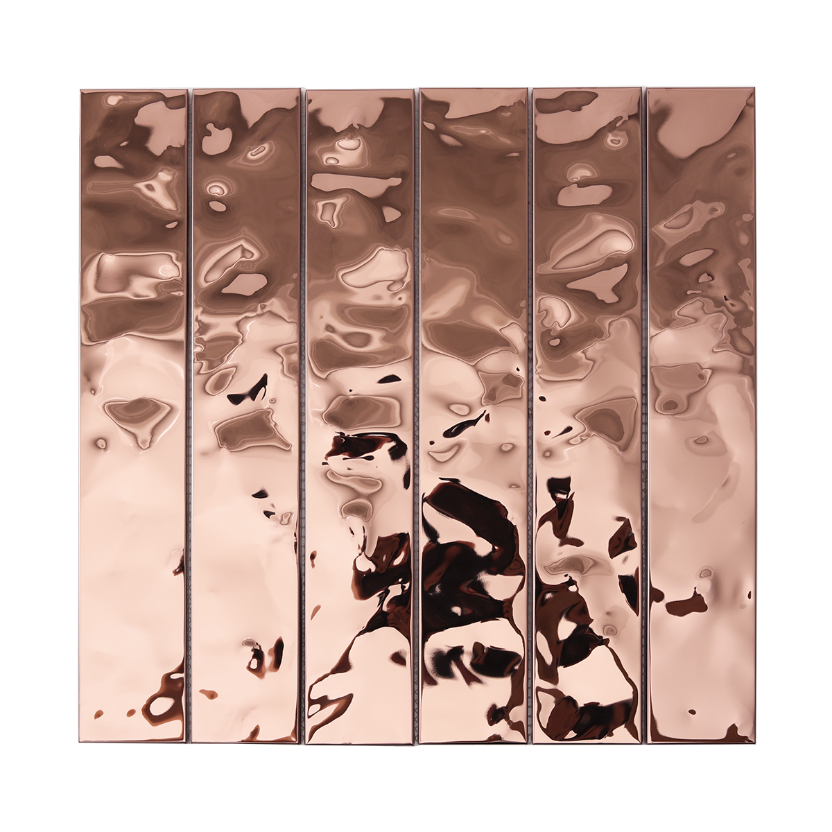 Rose Gold Stainless Steel Brick Mosaic Tiles, obverse side view