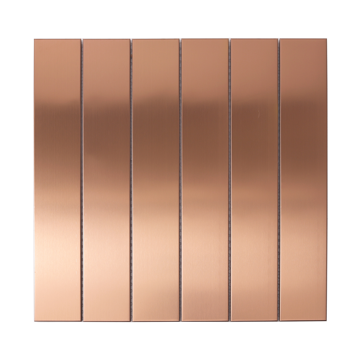 Rose Gold Copper Metallic Vertical Mosaic Tile, obverse side view