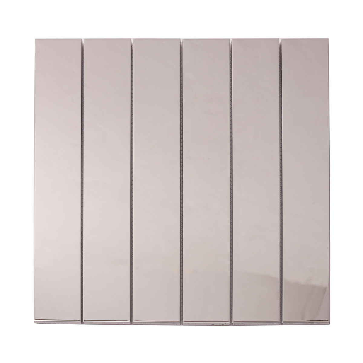 Mirrored Rectangle Strip Metal Silver Mosaic Tiles, obverse side view