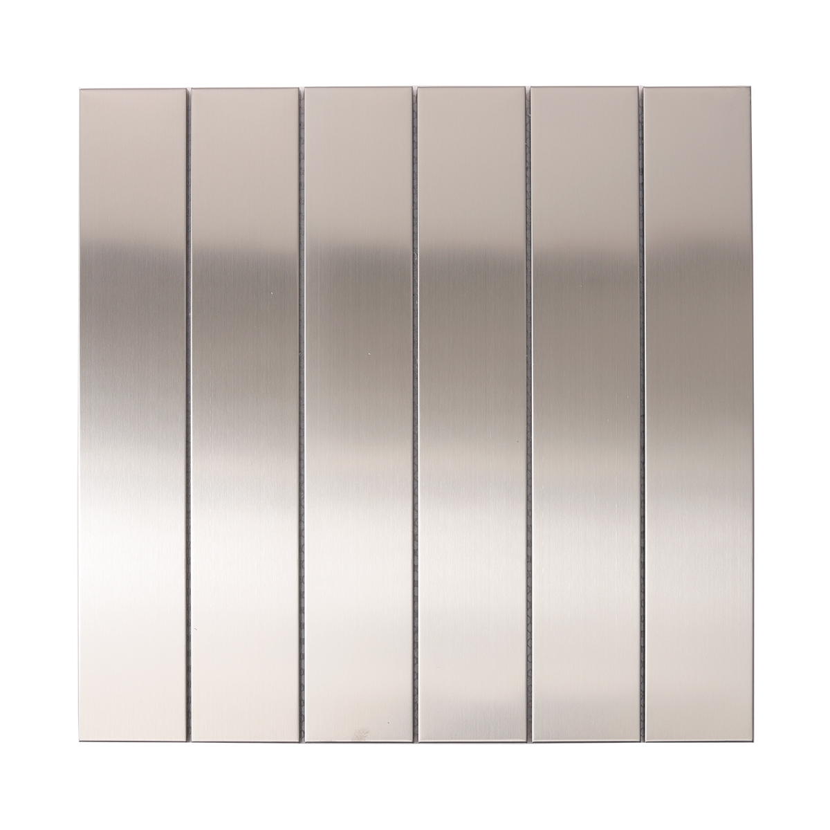 Stacked Brick Silver Brushed Stainless Steel Mosaic Tile, obverse side view
