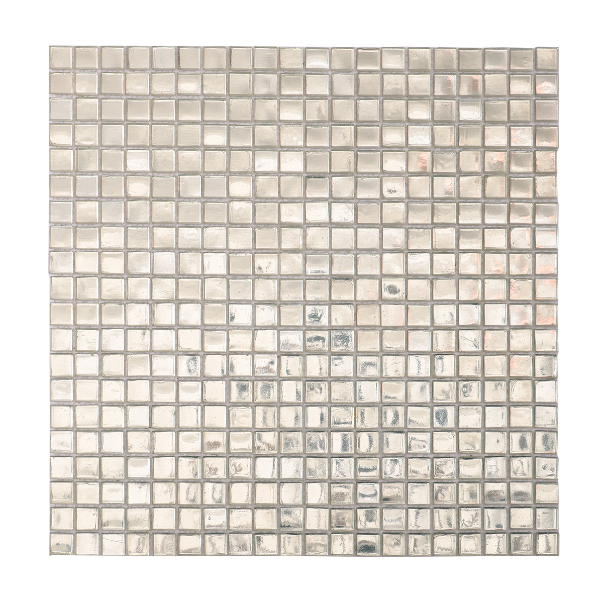 Silver Foil Square Glass Mosaic Wall Tile, obverse side view